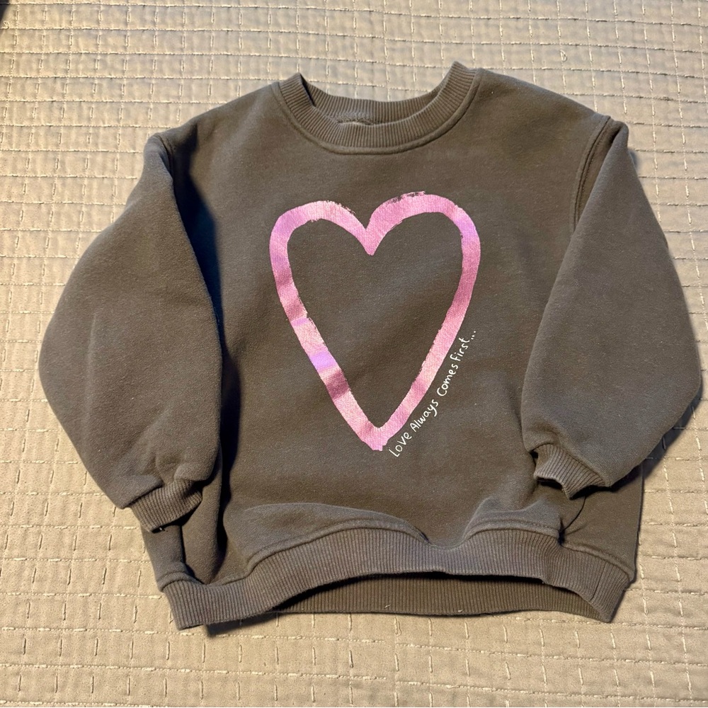 Zara Kids Heart Graphic Sweatshirt - Dark Gray